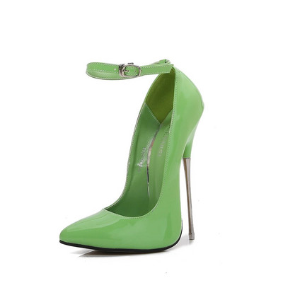Σέξι λουστρίνι Φετιχισμός Solid Pumps Μεταλλικό Τακούνι Γυναικεία Παπούτσια Pointy Stiletto 16 CM Σούπερ Ψηλοτάκουνα Σανδάλια Μεγάλο Μέγεθος 46