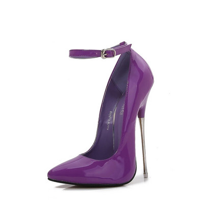Σέξι λουστρίνι Φετιχισμός Solid Pumps Μεταλλικό Τακούνι Γυναικεία Παπούτσια Pointy Stiletto 16 CM Σούπερ Ψηλοτάκουνα Σανδάλια Μεγάλο Μέγεθος 46