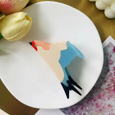 Creative Funny Acetate Swallow Shape Hair Claw Clip for Women Trendy πολύχρωμο εργαλείο για αξεσουάρ μαλλιών φουρκέτα για ζώα πουλιών 2023