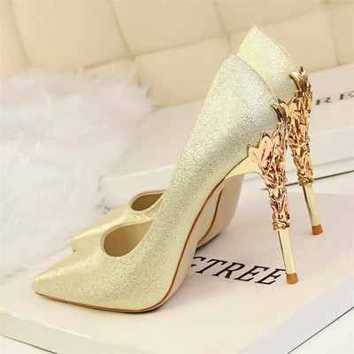 2023, pantofi pentru femei, cu toc sculptat din metal, elegant, din mătase solidă, cu vârf ascuțit, pantofi de rochie de mireasă de 10 cm.