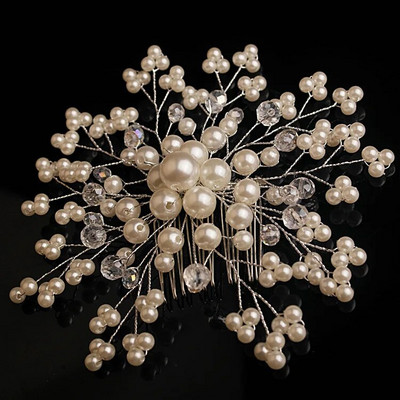 Western Wedding Fashion Headdress For Bride Χειροποίητο στέμμα γάμου Floral μαργαριτάρι αξεσουάρ μαλλιών Στολίδια για φουρκέτα