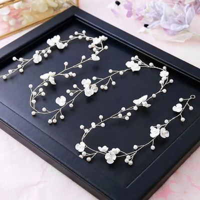 Western Wedding Fashion Headdress For Bride Χειροποίητο στέμμα γάμου Floral μαργαριτάρι αξεσουάρ μαλλιών Στολίδια για φουρκέτα