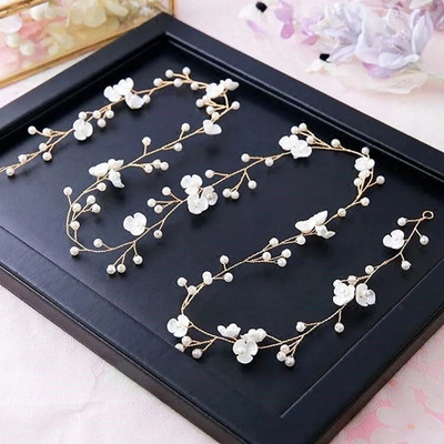 Western Wedding Fashion Headdress For Bride Χειροποίητο στέμμα γάμου Floral μαργαριτάρι αξεσουάρ μαλλιών Στολίδια για φουρκέτα