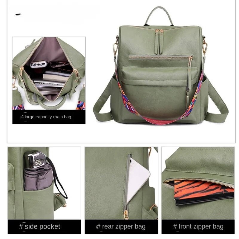 Eiropas un Amerikas retro lielas ietilpības mugursoma Niche Design sieviešu daudzfunkcionāla mugursoma Izsmalcināta ādas mugursoma