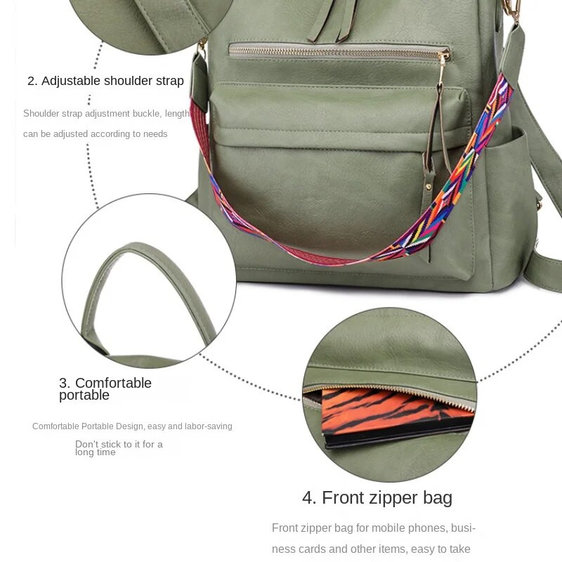 Eiropas un Amerikas retro lielas ietilpības mugursoma Niche Design sieviešu daudzfunkcionāla mugursoma Izsmalcināta ādas mugursoma