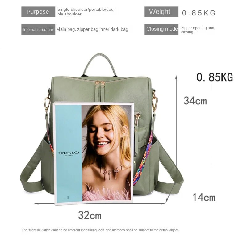 Eiropas un Amerikas retro lielas ietilpības mugursoma Niche Design sieviešu daudzfunkcionāla mugursoma Izsmalcināta ādas mugursoma