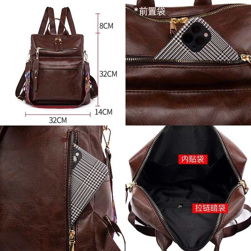 2023. gada jauna sieviešu mugursoma Augstas kvalitātes ādas mugursoma Daudzfunkcionāla plecu somas Skolas somas pusaudžu meiteņu soma Mochila