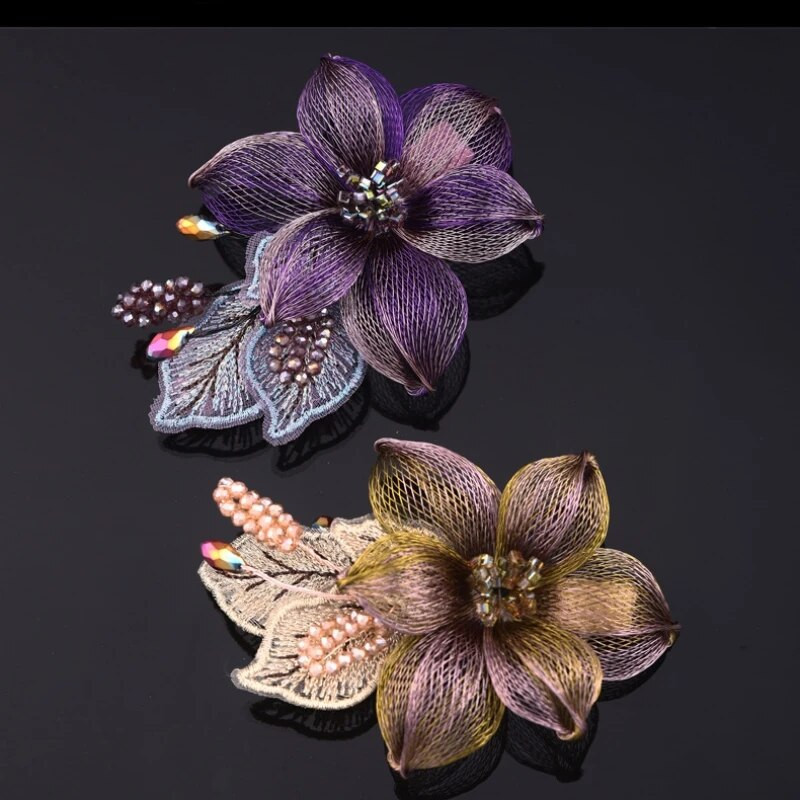 Violeta vara stieples ziedu kristāla pavasara matu sprādze personalizēta horizontāla saspraude Eleganta mamma modes matu aksesuāri