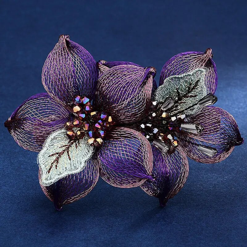 Violeta vara stieples ziedu kristāla pavasara matu sprādze personalizēta horizontāla saspraude Eleganta mamma modes matu aksesuāri
