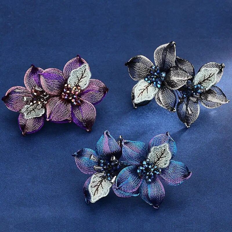 Violeta vara stieples ziedu kristāla pavasara matu sprādze personalizēta horizontāla saspraude Eleganta mamma modes matu aksesuāri