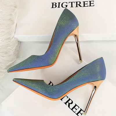 BIGTREE Pantofi Moda Femei Pompe Pantofi din pânză de satin Pantofi femei Stiletto Tocuri înalte Pantofi de nuntă Femei Tocuri Plus Size 42 43