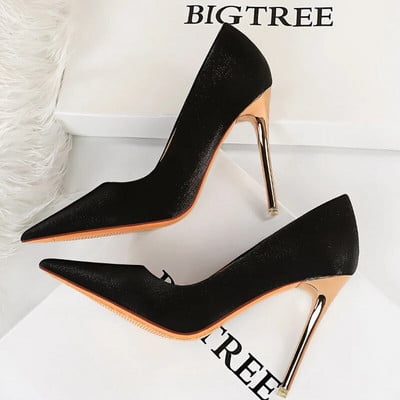 BIGTREE Pantofi Moda Femei Pompe Pantofi din pânză de satin Pantofi femei Stiletto Tocuri înalte Pantofi de nuntă Femei Tocuri Plus Size 42 43