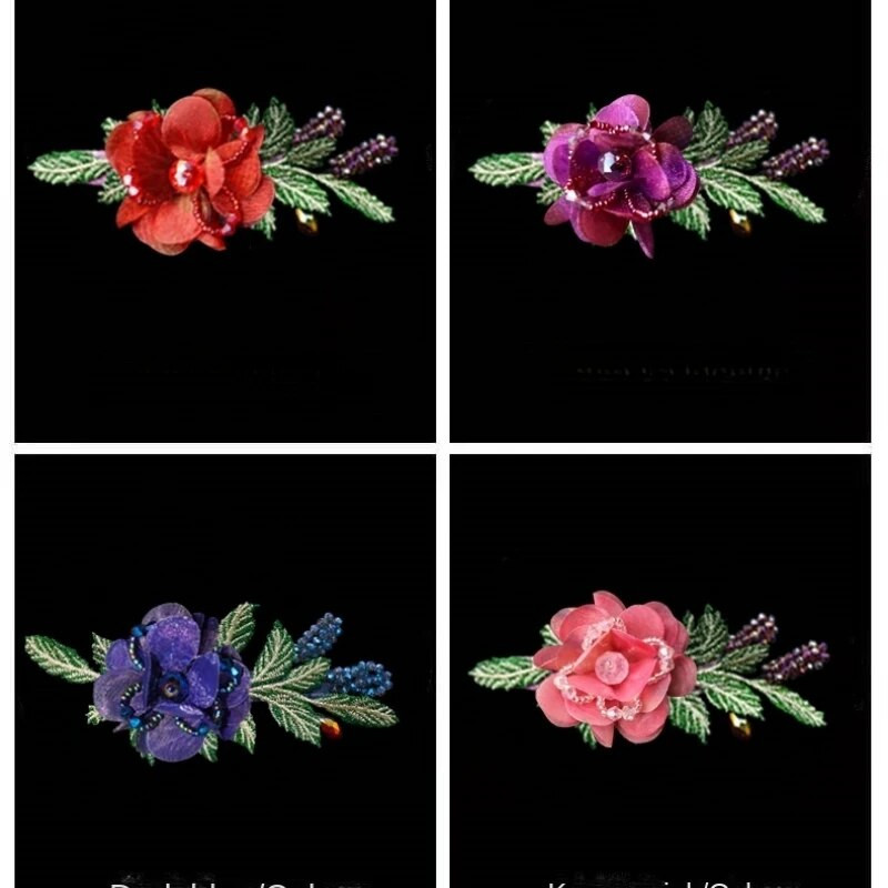 Uzlabota korejiešu rožu kristāla pavasara matu sprādze Vintage trīsdimensiju horizontāla saspraude Eleganti sieviešu modes matu aksesuāri