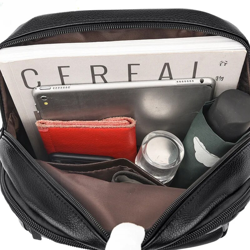 Luksusa sieviešu ādas mugursomas meitenēm Sac A Dos Casual Daypack Melns vintage mugursoma Skolas somas meitenēm Mochila mugursoma