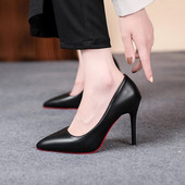 Pantofi negri cu toc înalt 34-43 pantofi pentru femei de mărime mare 10 cm pantofi de nuntă stiletto subțiri pentru banchet pantofi de petrecere sexy cu vârf ascuțit