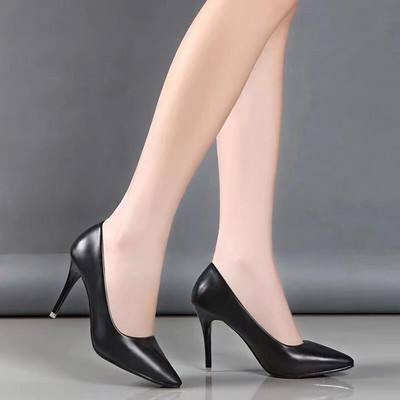 Pantofi negri cu toc înalt 34-43 pantofi pentru femei de mărime mare 10 cm pantofi de nuntă stiletto subțiri pentru banchet pantofi de petrecere sexy cu vârf ascuțit