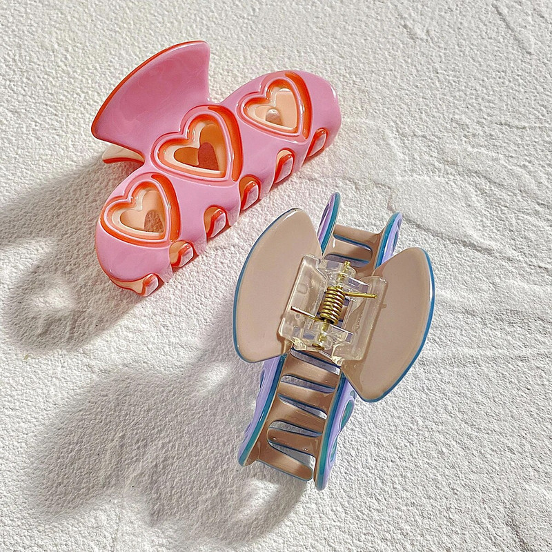 AENSOA Μοντέρνα κλιπ μαλλιών για γυναίκες Υπέροχη αρκούδα καρό μοτίβο καρδιάς Νύχια τρίχας από οξικό άλας ζώων Μόδα αξεσουάρ μαλλιών φουρκέτες