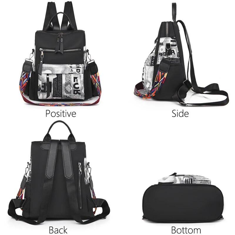 2023 Νέο πολυτελές τυπωμένο σακίδιο πλάτης, αδιάβροχο από ύφασμα Oxford, γυναικεία τσάντα ταξιδιού μεγάλης χωρητικότητας