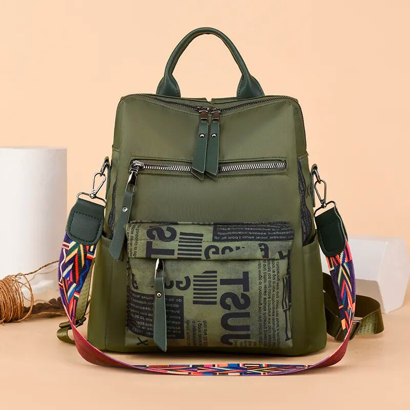 2023 Νέο πολυτελές τυπωμένο σακίδιο πλάτης, αδιάβροχο από ύφασμα Oxford, γυναικεία τσάντα ταξιδιού μεγάλης χωρητικότητας