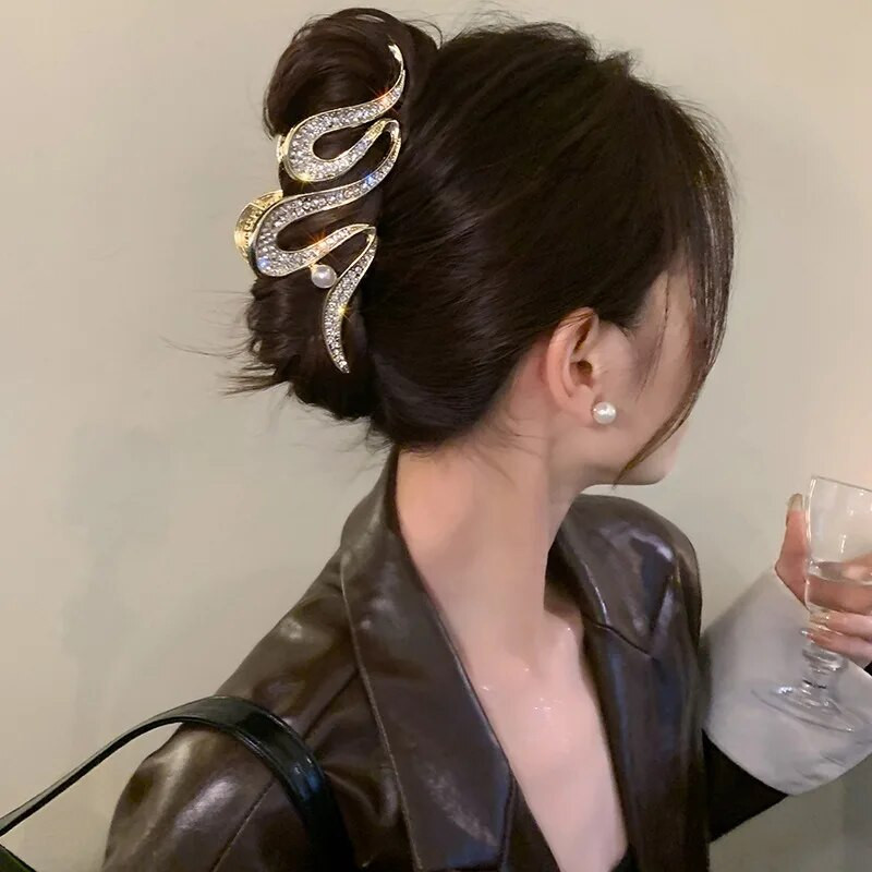 Luksusa liela metāla matu spīģes neregulāras matadatas Panka kristāla matu krabji, vintage žokļa spailes, sieviešu matu aksesuāri