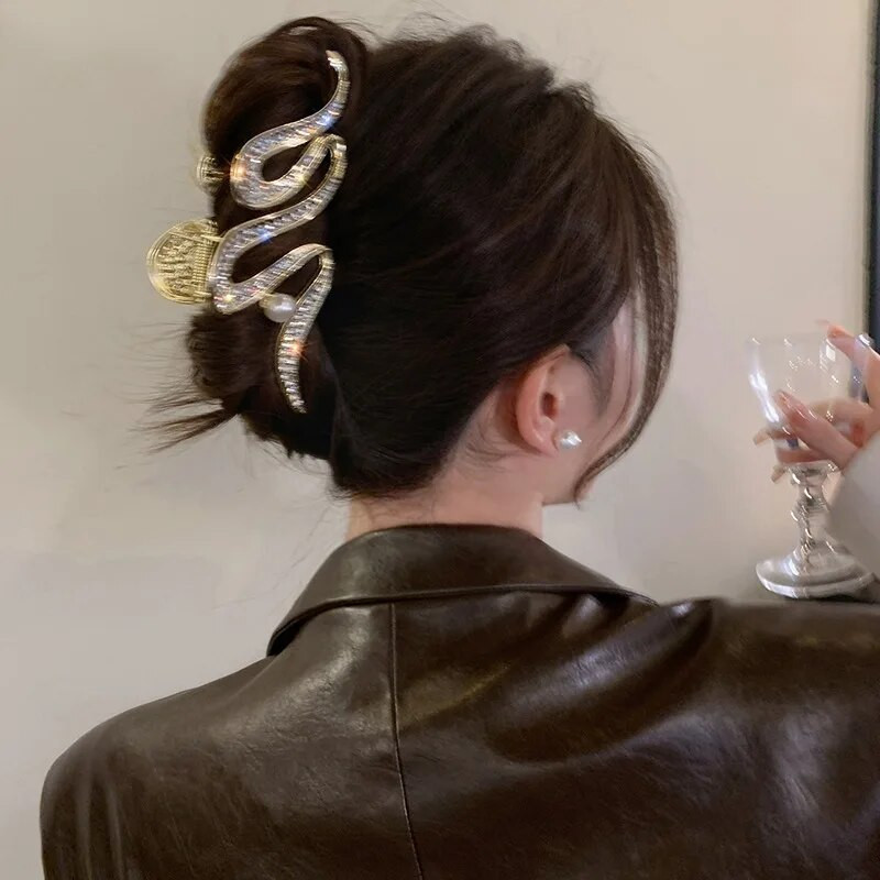 Luksusa liela metāla matu spīģes neregulāras matadatas Panka kristāla matu krabji, vintage žokļa spailes, sieviešu matu aksesuāri