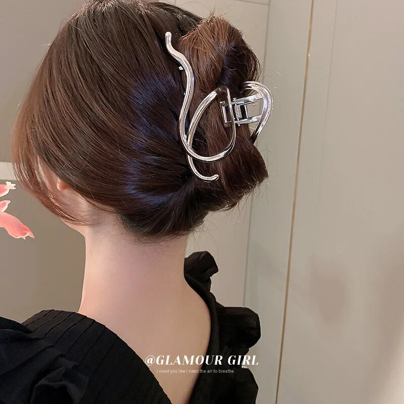 Κορεατικά μεταλλικά γεωμετρικά νύχια μαλλιών Κομψό κλιπ μαλλιών Καβούρι για γυναίκες Αξεσουάρ μαλλιών για κορίτσια φουρκέτα με κούφια