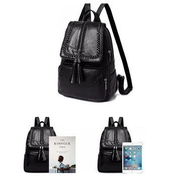 Γυναικεία δερμάτινη σχολική τσάντα πλάτης PU κλασική μαύρη αδιάβροχη τσάντα ώμου ταξιδιού Γυναικεία τσάντα πλάτης πολλαπλών λειτουργιών 2024