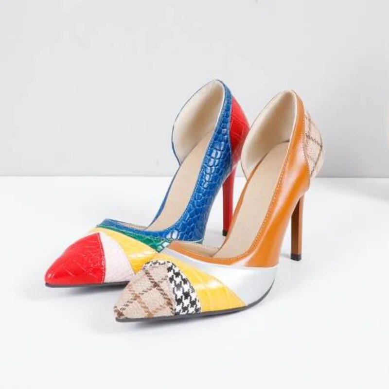 Αντλίες άνοιξη και φθινόπωρο Νέο στυλ μόδας Ευέλικτο άνετο Μικτά χρώματα ιερά σέξι λεπτές γόβες με μυτερά δάχτυλα συν μέγεθος 32-48