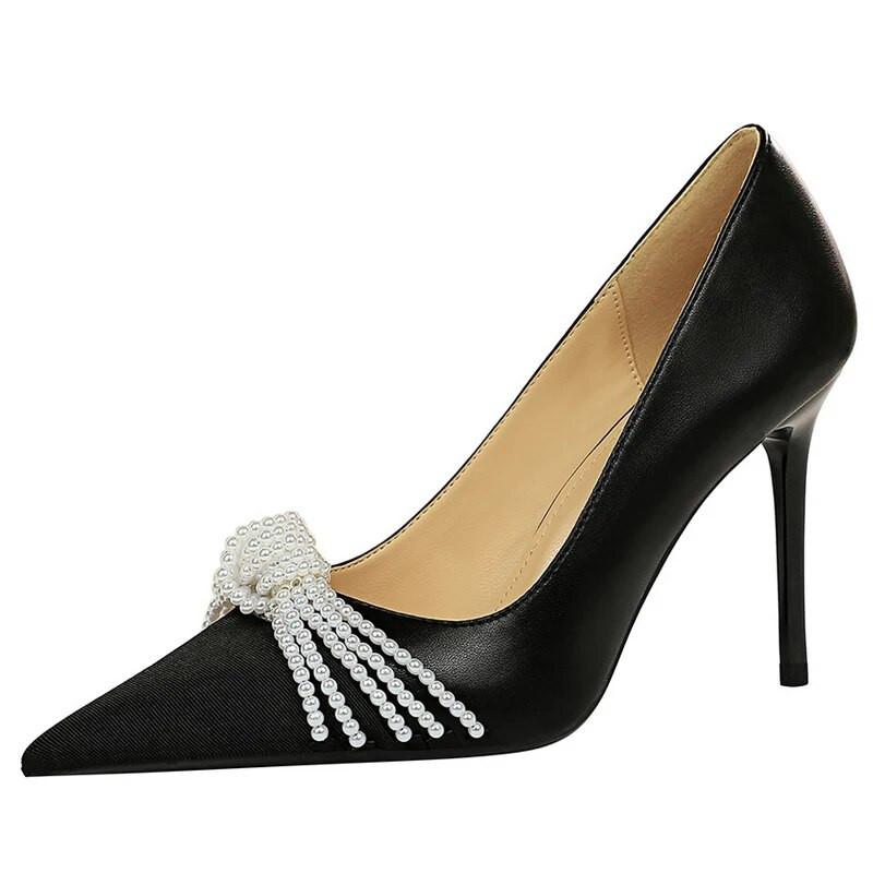 BIGTREE Παπούτσια Pearl Bowknot Γυναικεία Pumps Πολυτελή ψηλοτάκουνα παπούτσια για πάρτι Γυναικεία γόβες Stiletto Γυναικεία παπούτσια Plus Size 43