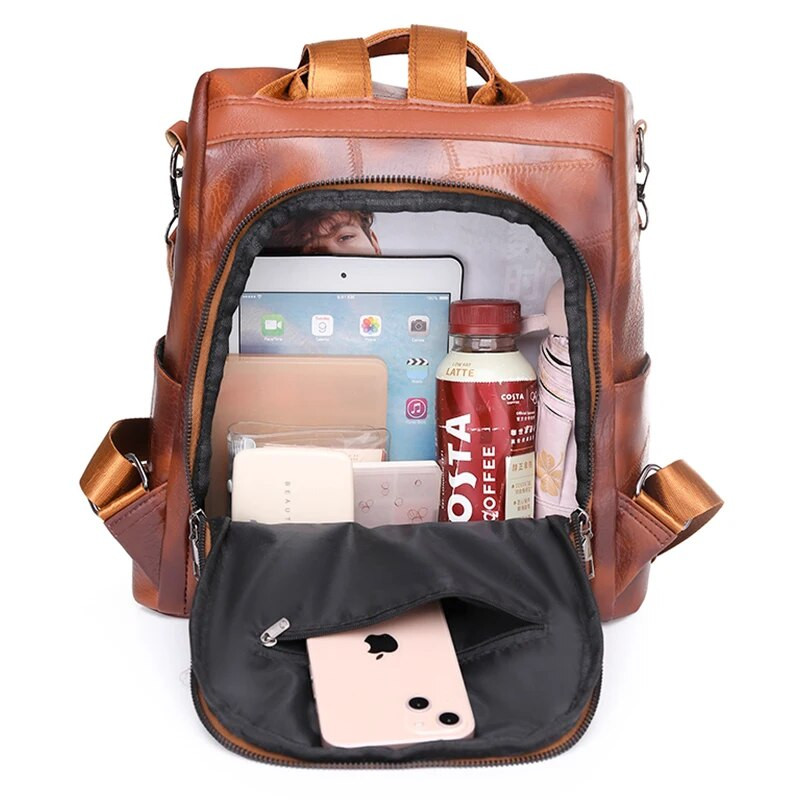 2023Νέο υψηλής ποιότητας δερμάτινο γυναικείο σακίδιο πλάτης Πολυτελής σχεδιαστής γυναικεία τσάντα ώμου για κορίτσια Σχολική τσάντα μονόχρωμη αντικλεπτική τσάντα πλάτης