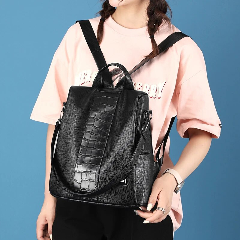 Pretaizdzīšanas ādas mugursoma sievietēm Vintage plecu soma Sieviešu liela ietilpība ceļojumu mugursoma Skolas somas meitenēm Mochila Feminina