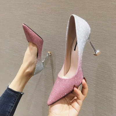 Cresfimix дамски секси парти нощен клуб розови златисти обувки на висок ток дамски сладки сребърни обувки сладки обувки mujer tacones altos a5335