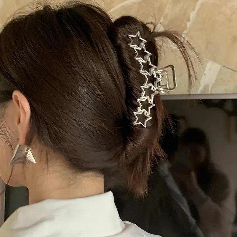 Y2k Harajuku Hollow Star Pentagram Love Heart Hair Claws Sweet Cool Charm Trend matu sprādze sievietēm Estētika Matu aksesuāri