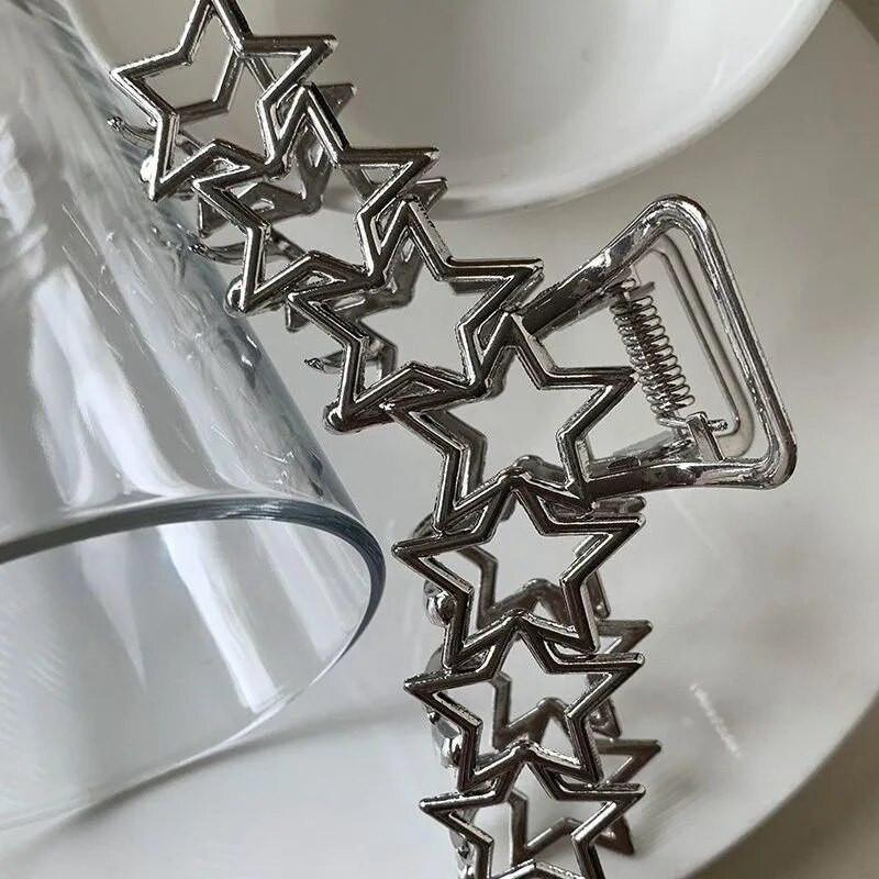 Y2k Harajuku Hollow Star Pentagram Love Heart Hair Claws Sweet Cool Charm Trend matu sprādze sievietēm Estētika Matu aksesuāri