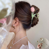 New Tulip Hair Claw Flower grace Shark Clip Headdress Vintage Ponytail Claw Clip Μοντέρνο γλυκό ΚΛΙΠ ΜΑΛΛΙΩΝ ΓΙΑ ΚΟΡΙΤΣΙΑ Κοσμήματα μαλλιών