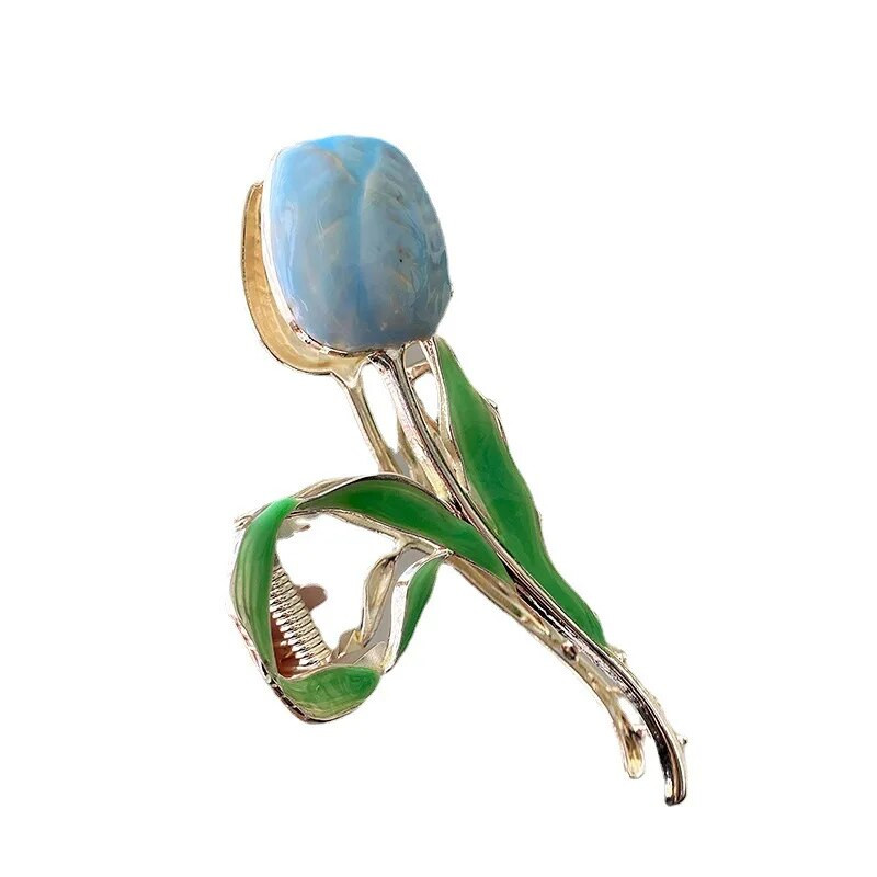 Jauna tulpju matu spīļa ziedu gracioza haizivs klipšu galvassega Vintage zirgaste Spīļskava Moderna, salda MATU KLIPTE MEITENEI Matu rotaslietas