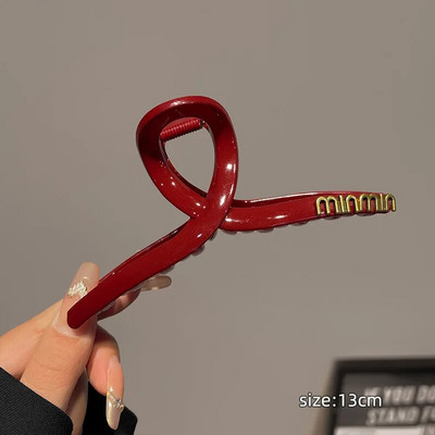 Κορεάτικο γράμμα μόδας κλιπ μαλλιών για γυναίκες Θήκη για αλογοουρά Μεγάλες ακρυλικές φουρκέτες Μαγκιές σφιγκτήρες Νύχια Barrette Αξεσουάρ μαλλιών