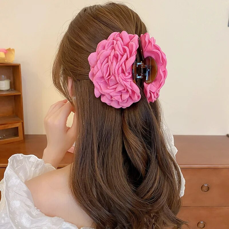 Elegance Audums Rožu Ziedi Matu Spīles Sieviešu Meitenes Modernas Matu Sprādzes Barrette Zirgaste Matu Skavas Galvassegas Matu Aksesuāri