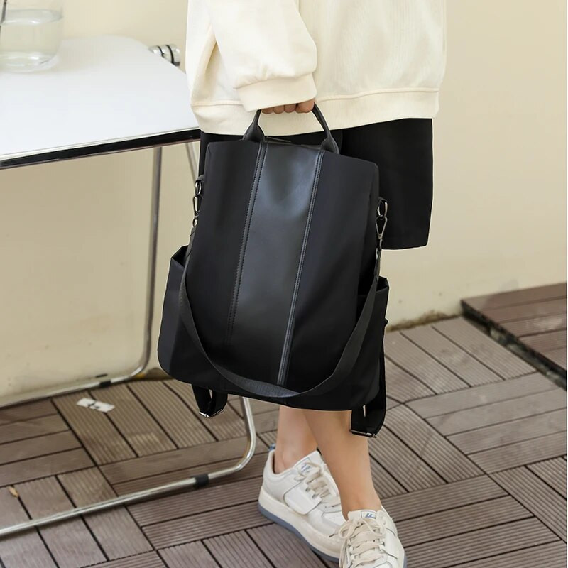 Pretaizdzīšanas mugursoma, atvērta dizaina sieviešu mugursoma Augstas kvalitātes Oksfordas auduma materiāls Sieviešu skolas soma Ikdienas viena pleca mugursoma