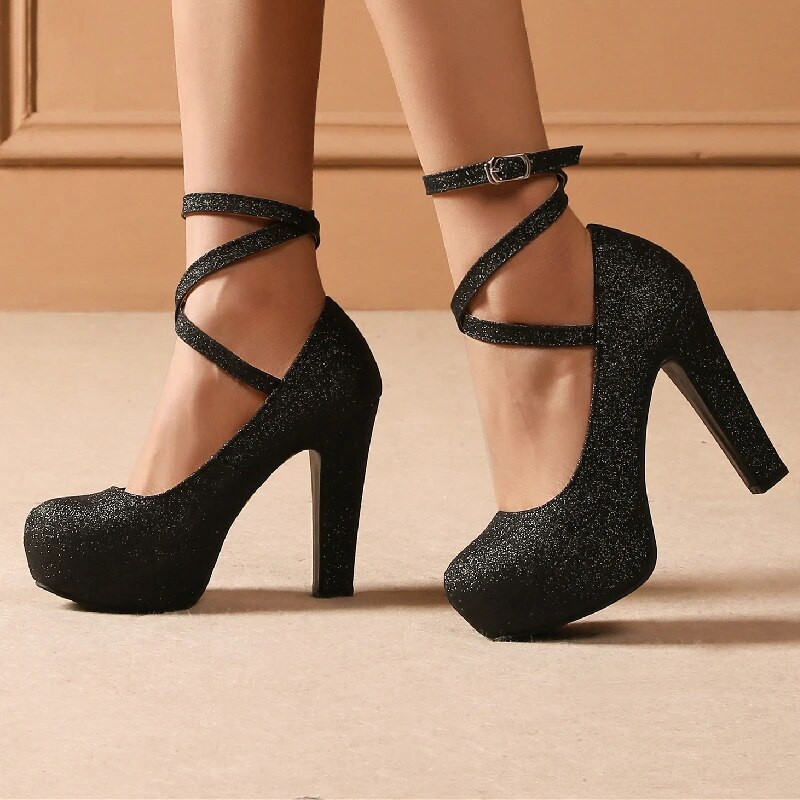 Platformas augstpapēžu kurpes Sieviešu pumpas kurpes 2023. gada pavasara siksnas Zelta sudraba papēži kāzu biroja ballīšu apavi sievietēm, liela izmēra 45 50