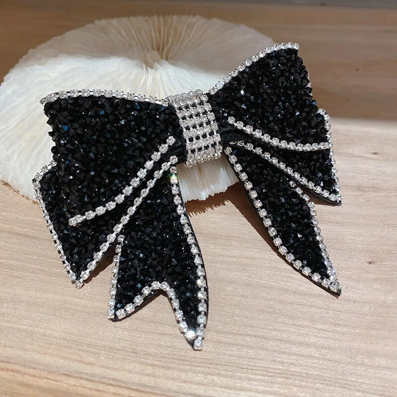 Crystal Pearl Big Bow matu sprādzes Sievietēm Augstākās klases ziedu matu aksesuāri Rhinestone matadatas bantes Ziedu matu sprādzes Barrette