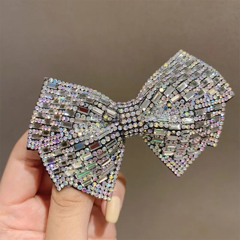 Crystal Pearl Big Bow matu sprādzes Sievietēm Augstākās klases ziedu matu aksesuāri Rhinestone matadatas bantes Ziedu matu sprādzes Barrette