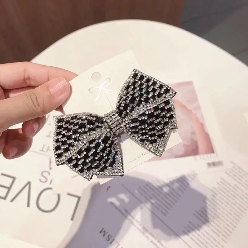 Crystal Pearl Big Bow matu sprādzes Sievietēm Augstākās klases ziedu matu aksesuāri Rhinestone matadatas bantes Ziedu matu sprādzes Barrette