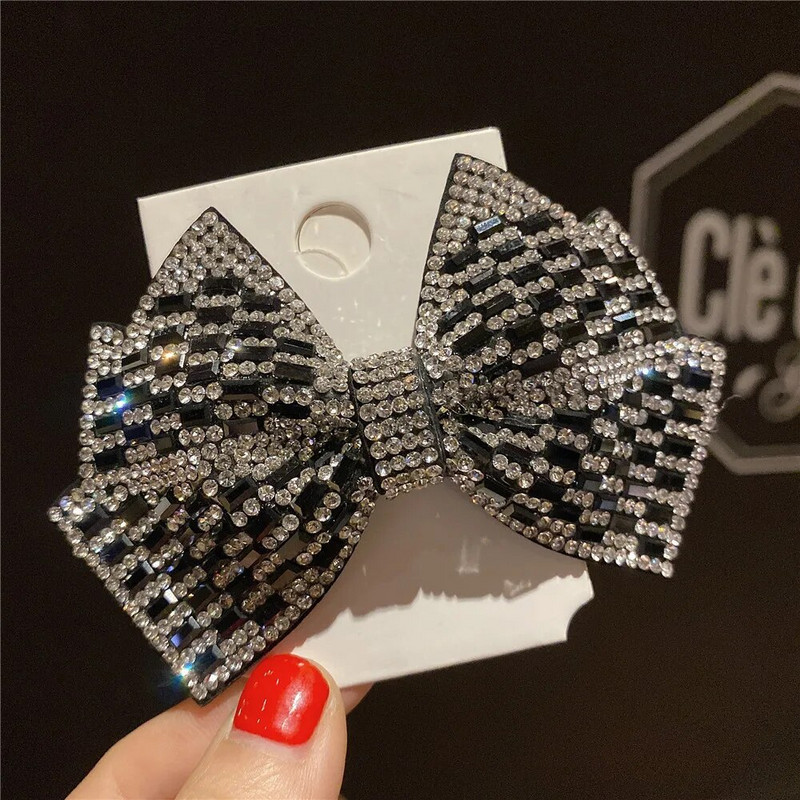 Crystal Pearl Big Bow matu sprādzes Sievietēm Augstākās klases ziedu matu aksesuāri Rhinestone matadatas bantes Ziedu matu sprādzes Barrette