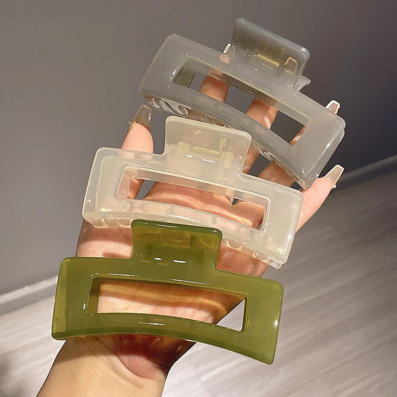 Akrila matu spīļskava sievietēm, korejiešu, caurspīdīga želejkrāsas plastmasas matu krabju saspraude, zirgaste Barrettes matu aksesuāri