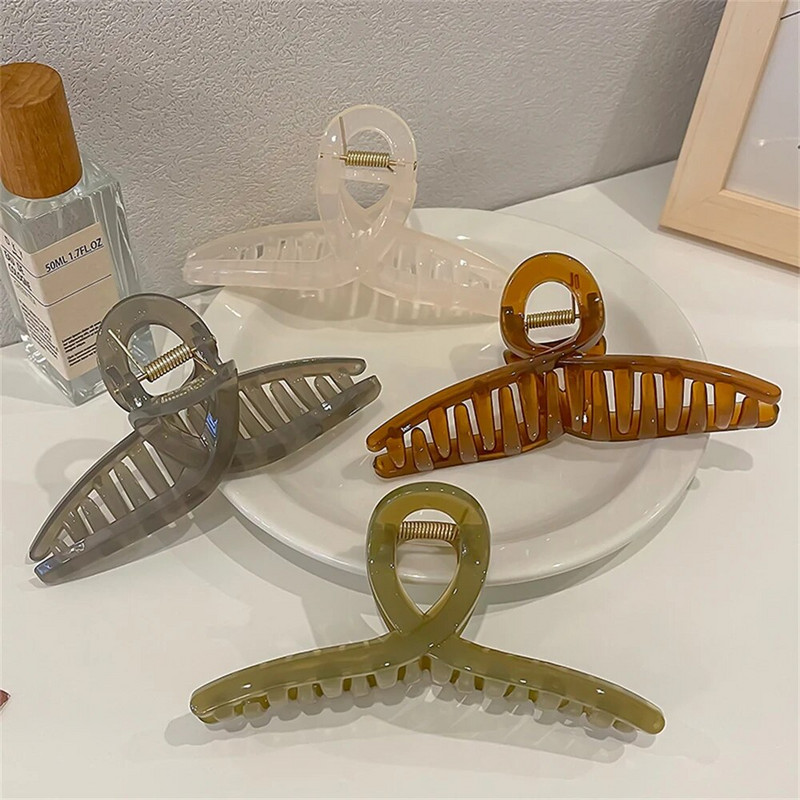 Akrila matu spīļskava sievietēm, korejiešu, caurspīdīga želejkrāsas plastmasas matu krabju saspraude, zirgaste Barrettes matu aksesuāri