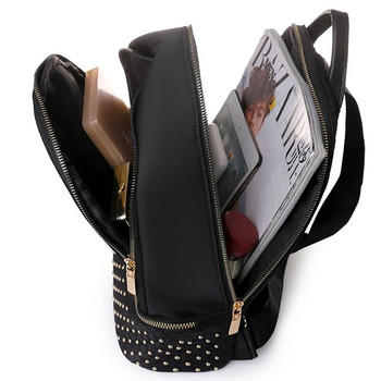 Нова ретро дамска раница от 2022 г. Платнена раница от Оксфорд Популярна чанта за през рамо с нитове против кражба с много джобове Ученическа чанта с голям капацитет
