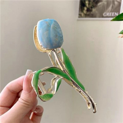 Υπέροχα καλύμματα κεφαλής Bell Orchid Hair Claws για Γυναίκες Κορίτσια Μοντέρνα αλογοουρά Κλιπ με νύχια στολίδι Αξεσουάρ μαλλιών Heawear Tiara