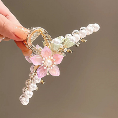 Υπέροχα καλύμματα κεφαλής Bell Orchid Hair Claws για Γυναίκες Κορίτσια Μοντέρνα αλογοουρά Κλιπ με νύχια στολίδι Αξεσουάρ μαλλιών Heawear Tiara
