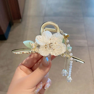 Υπέροχα καλύμματα κεφαλής Bell Orchid Hair Claws για Γυναίκες Κορίτσια Μοντέρνα αλογοουρά Κλιπ με νύχια στολίδι Αξεσουάρ μαλλιών Heawear Tiara